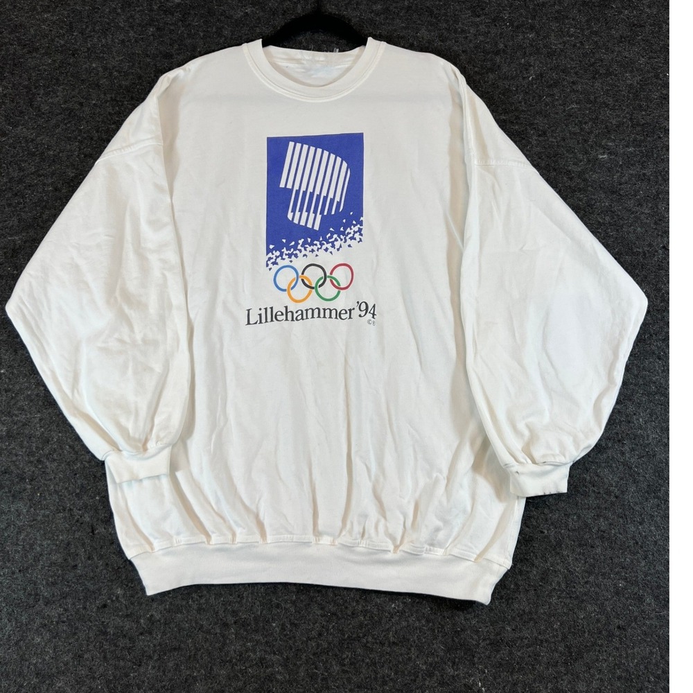 Vintage Lillehammer 1994 Olympic Games Sweatshirt White Mens XL Graphic Crew
